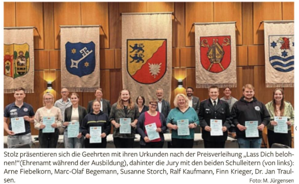 Preisverleihung Ehrenamt 1 BBZ-Azubis im Ehrenamt mit Geldpreisen ausgezeichnet